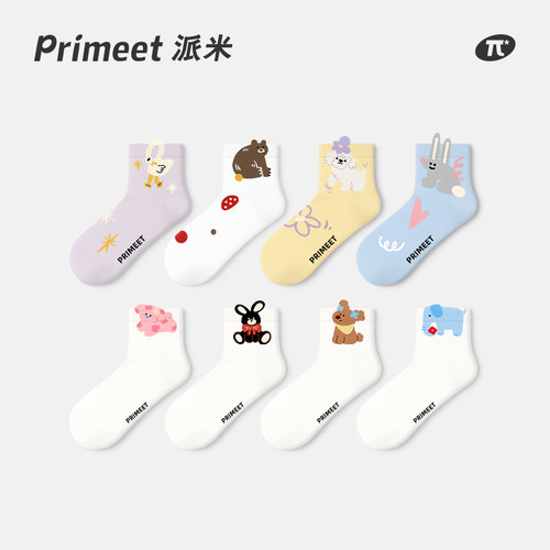 PRIMEET/派米袜子女夏季薄款短袜2026新款可爱治愈卡通浅口短筒袜