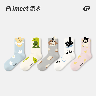 PRIMEET/派米女卡通凸凸中筒袜