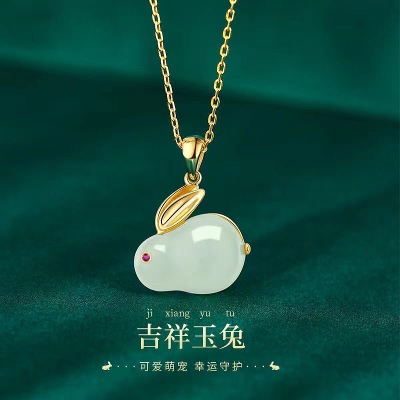 新款 中式兔年本命年项链女吊坠鸿运玉兔礼物女款other全新