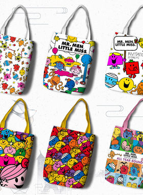 Mr Men Little Miss 齐先生妙小姐 购物袋印花帆布单肩包手提拎包