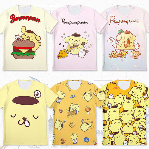 Pom Pom Purin 布丁狗 短袖t恤白色打底秋衣上衣服 可爱卡通周边