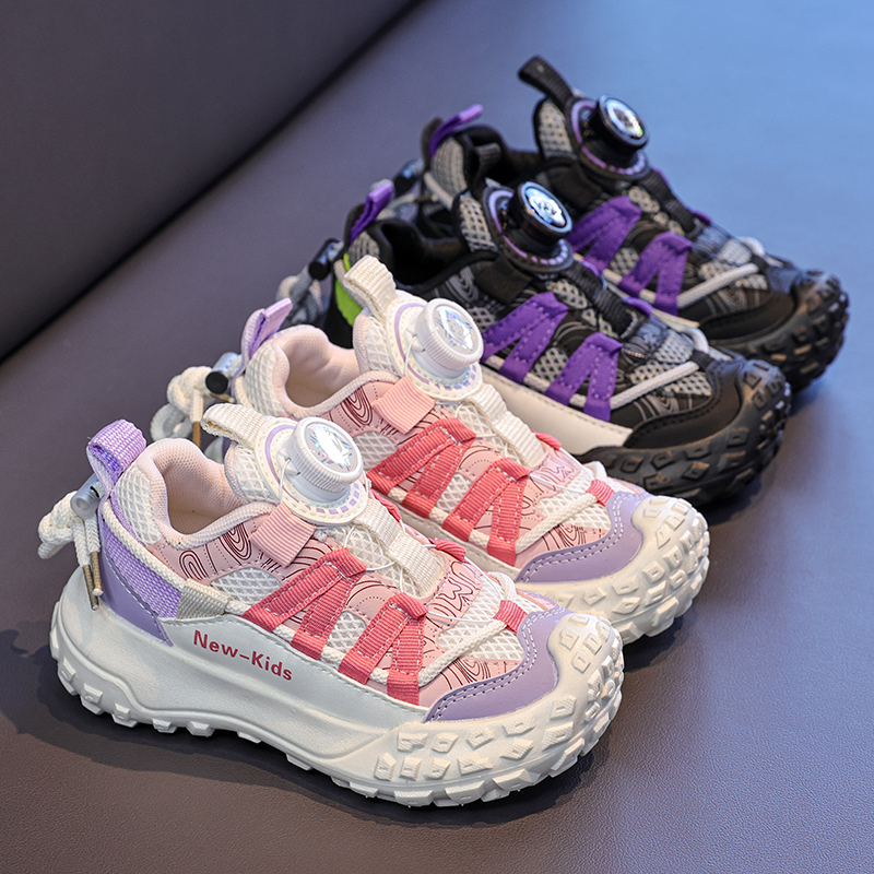 女童网鞋春秋季2025新款网面透气儿童运动鞋爆款小男孩软底老爹鞋