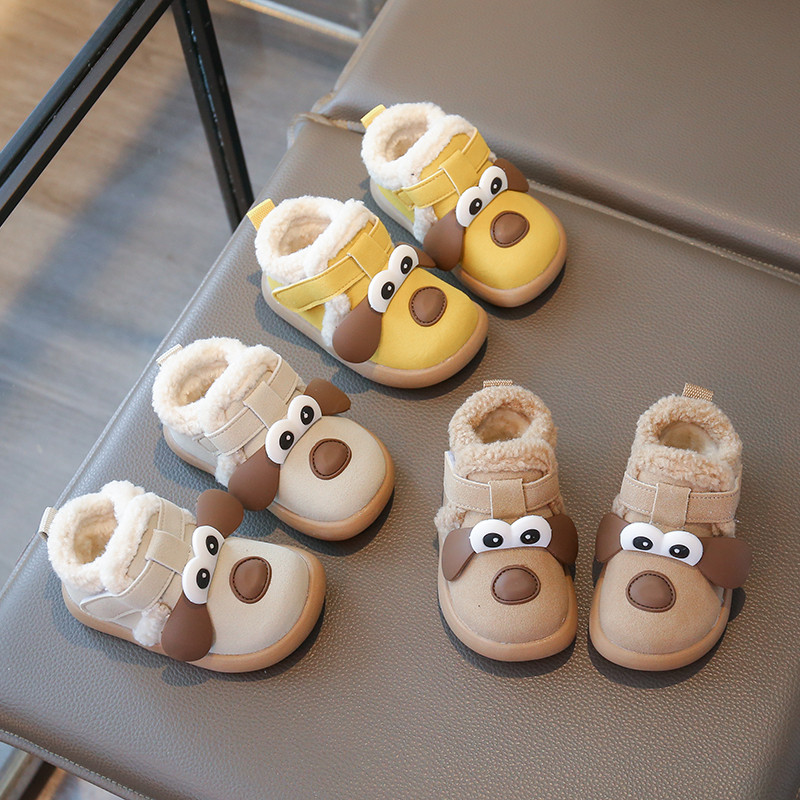 卡通小狗宝宝勃肯鞋加绒男童棉鞋冬季新款女童儿童保暖鞋子学步鞋