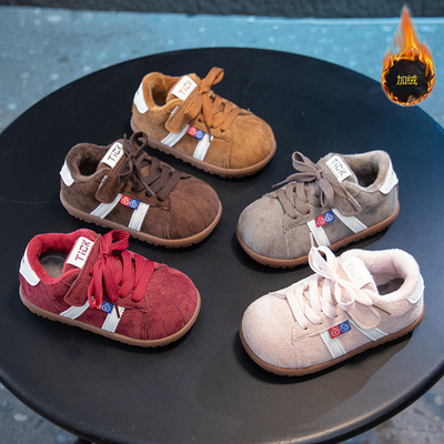 女童运动鞋2025冬季新款男童加绒德训鞋宝宝保暖软底二棉休闲鞋潮