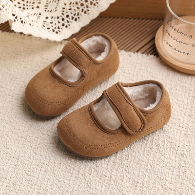 韩版复古儿童二棉鞋玛丽珍加绒毛