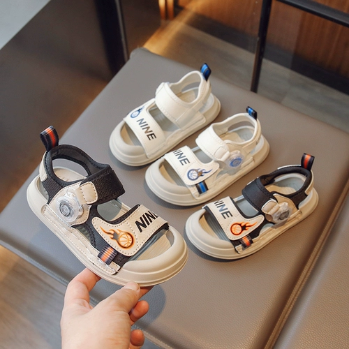 Детские сандалии для мальчиков, летняя нескользящая пляжная обувь, слайдеры, мягкая подошва