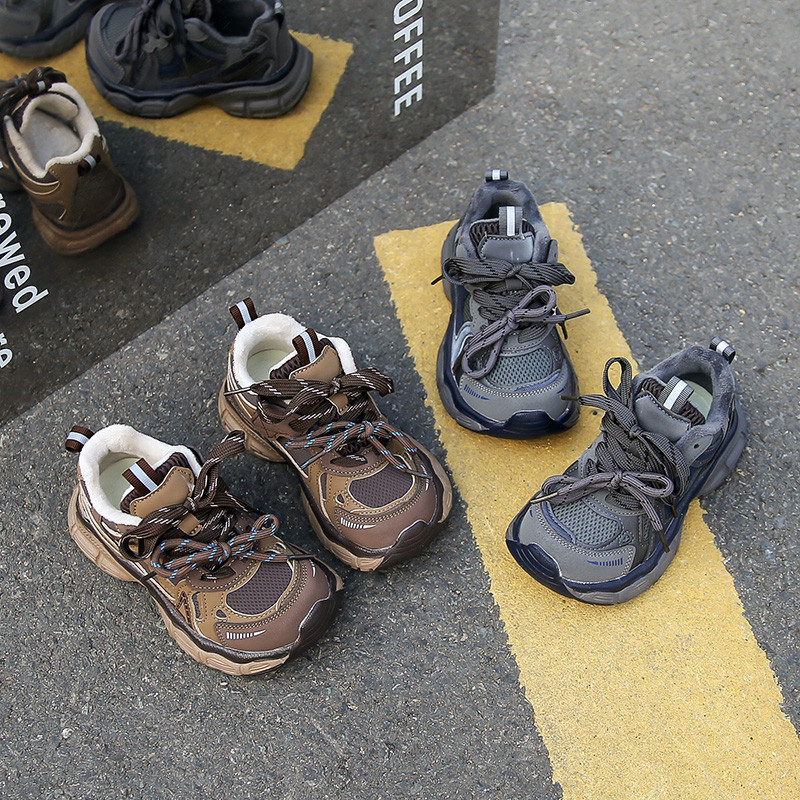 男女童运动鞋加绒二棉鞋复古休闲