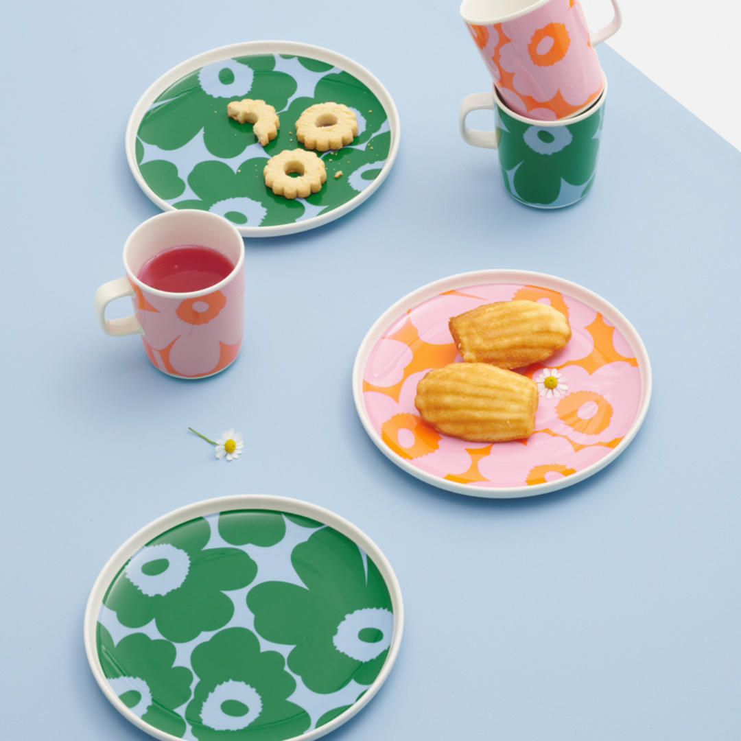 Marimekko Unikko2026年春夏蓝绿花粉橙花陶瓷马克杯250ml