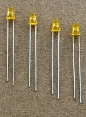 进口AVAGO灯珠发光管3MM 立式直插2脚 发黄光 普亮发光二极管