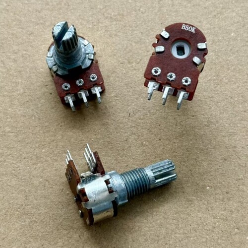 12型双联6脚电位器B50K B503 功放音量旋转电位器 柄长15MM