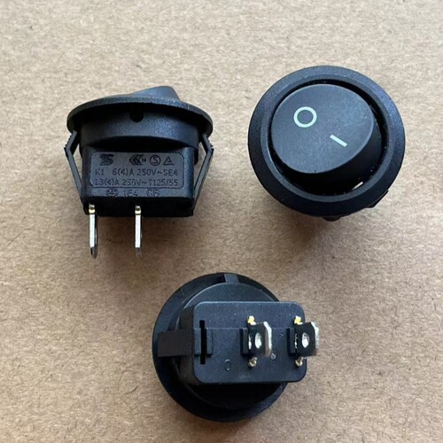 圆形船型开关2脚2档 13A250V 船形翘板电源按钮开关 开孔20MM