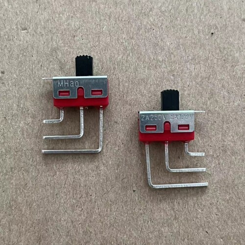 台湾MHAO拨动开关3脚2档 2A250V 侧插3脚 小型弯脚 电源滑动开关