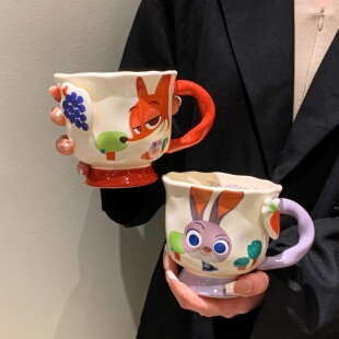 疯狂动物城朱迪尼克陶瓷马克杯情侣水杯子生日新年礼物家用喝水杯