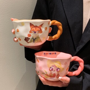 疯狂动物城朱迪陶瓷杯马克杯可爱情侣家用2025新款办公室喝水杯子