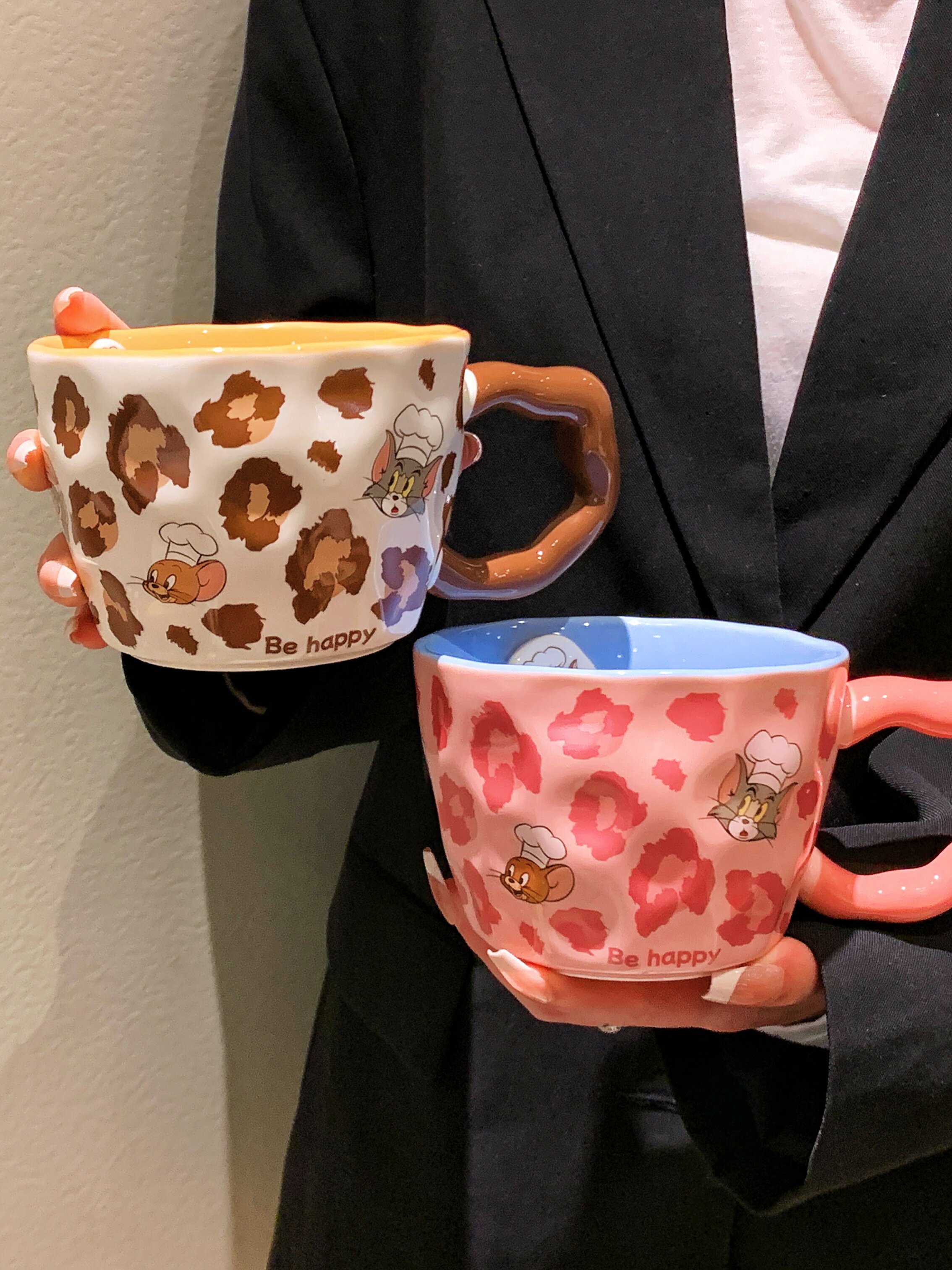 Tom and Jerry ceramic mugs for women, office desktop water cups, home breakfast couple cups, 2026 new arrival