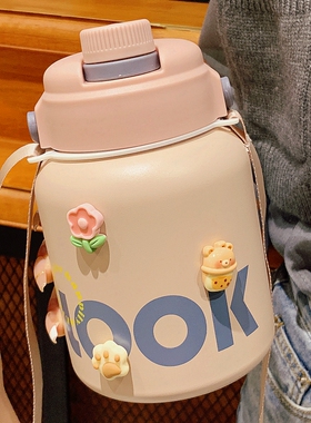 简约大容量316大肚保温杯女生高颜值户外便携学生吸管杯2025新款