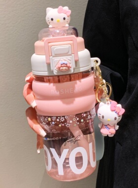 hellokitty吸管杯女生高颜值Tritan塑料杯子2026新款上学专用水杯