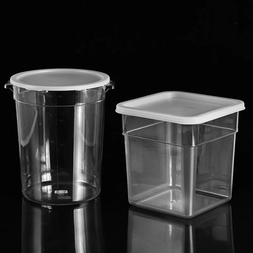 加厚圆形糖水奶茶桶透明PC冷藏桶商用食品展示储物桶冰桶冰粉桶