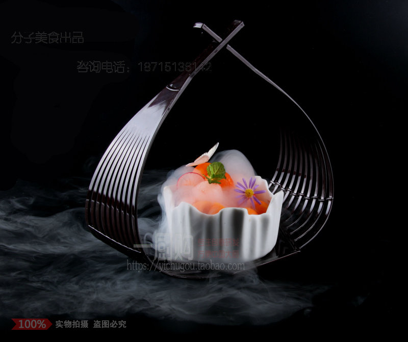 创意菜肴盛器大董意境菜餐具酒店餐厅提篮盘饰点缀特色点心果盘