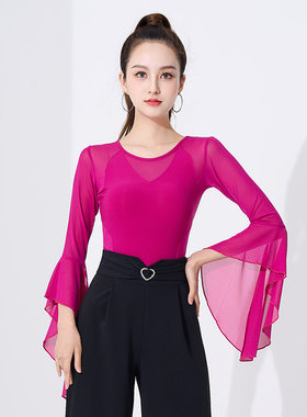 拉丁舞上衣女新款摩登舞华尔兹国