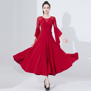 摩登舞新款华尔兹国标舞大摆裙交谊舞连衣裙舞蹈高级练功服舞蹈裙