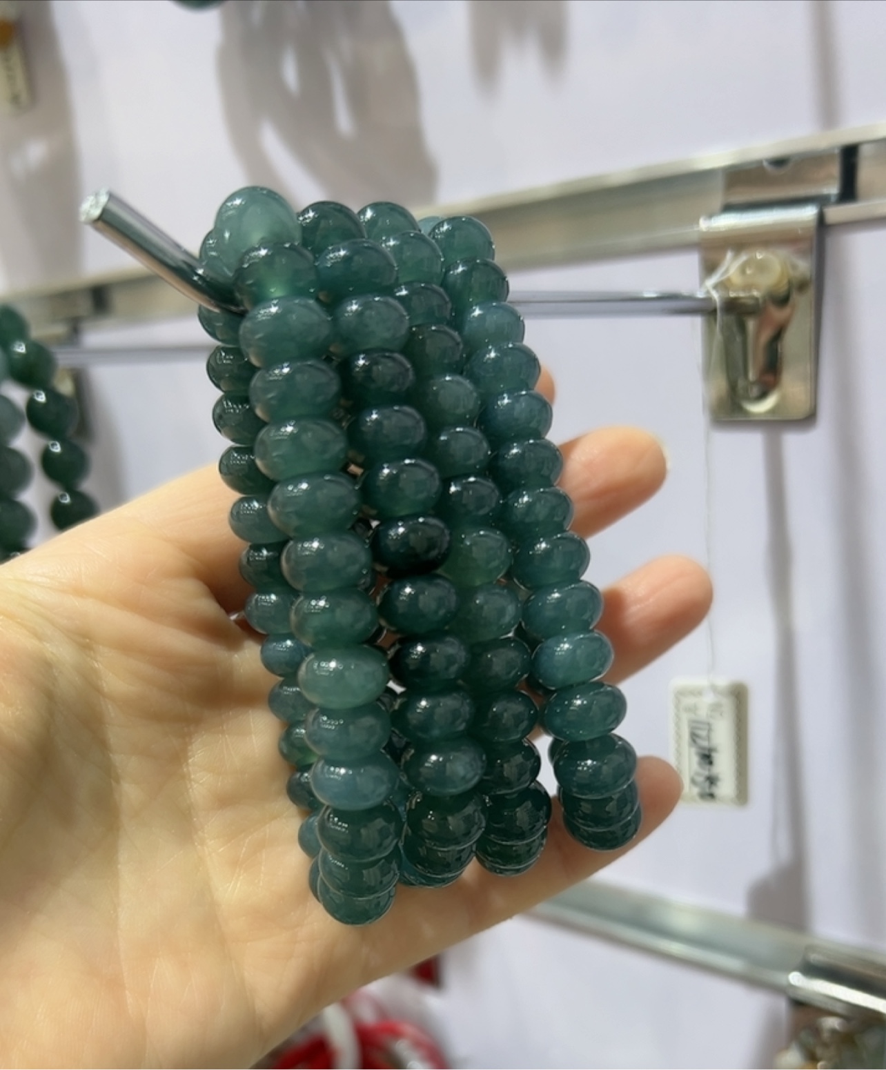 天然翡翠老蓝水算盘珠油润水头好手链手串礼物