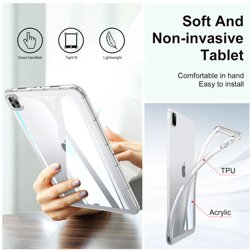 无盖单壳ipadair5保护壳2024新款air2透明pro11套4超薄9苹果10平板7轻薄8防摔弯mini6半包2022亚克力2018后壳