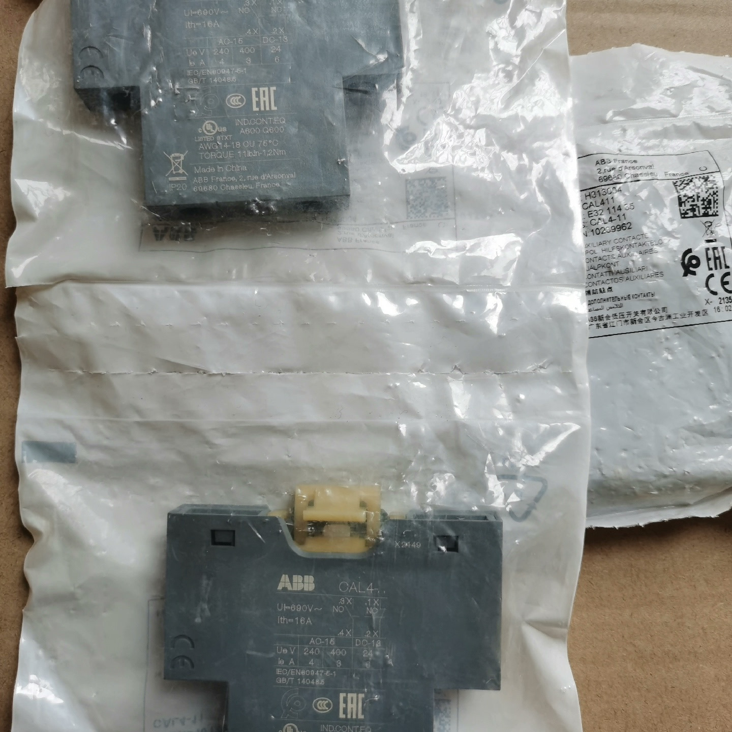 原装ABB接触器附件 辅助触点 CAL4-11