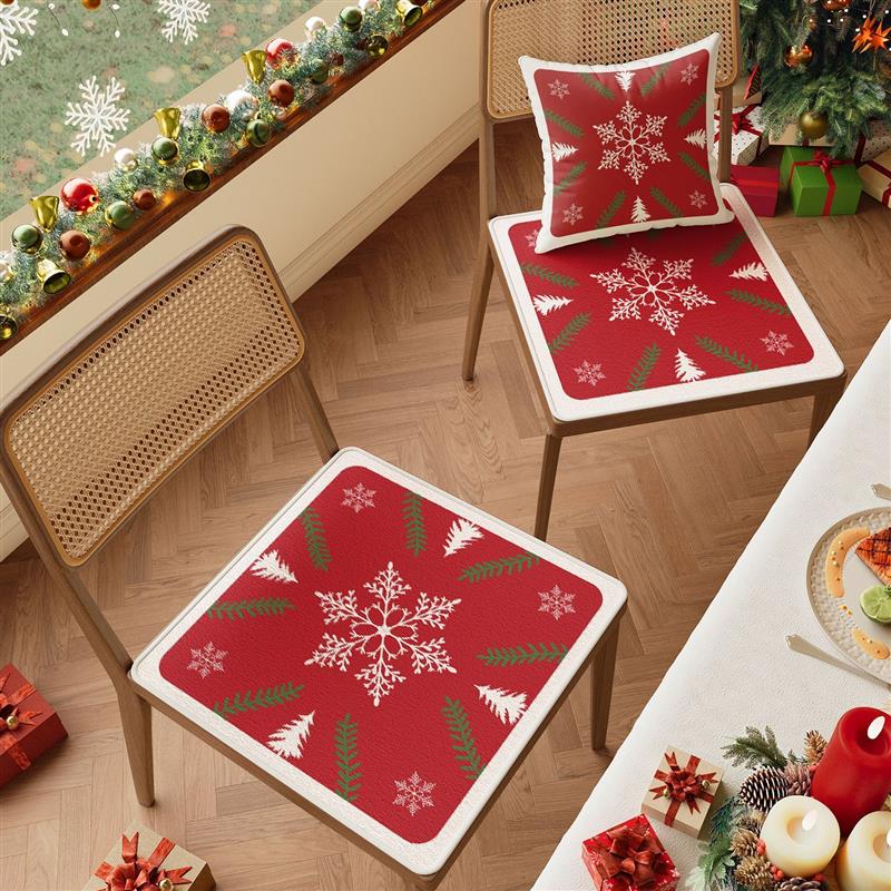 圣诞毛绒坐垫家用节日氛围感椅子椅垫办公室久坐红色喜庆屁垫座垫