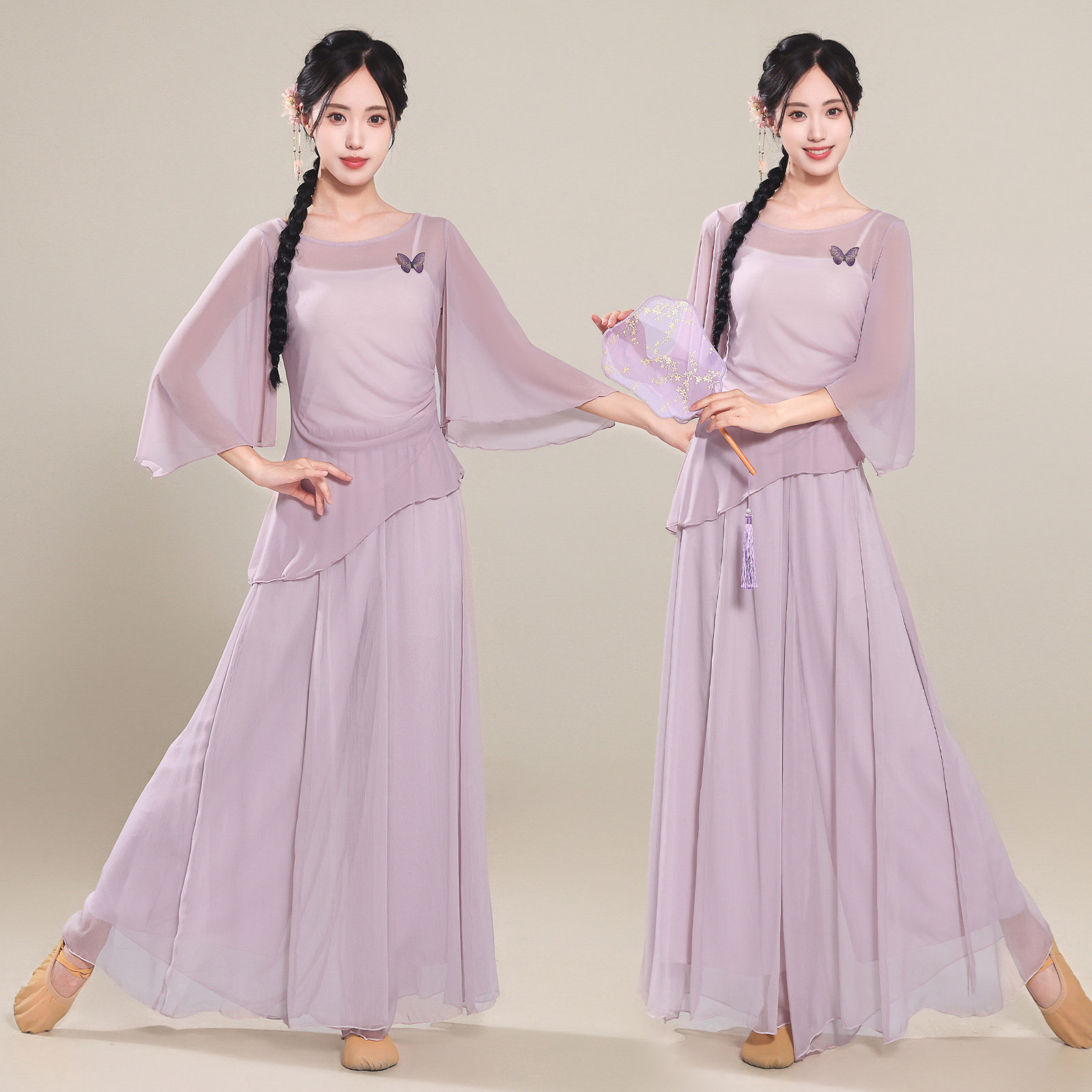 古典舞服装女飘逸纱衣身韵蝴蝶舞蹈练功服中国舞现代舞形体演出服