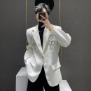 高级感轻奢立体绣花重工亮片休闲西服外套男痞帅演出西装 鹿鹿 潮