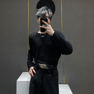 透气防晒衣男 百搭休闲长袖 鹿鹿 满天星烫金宽松圆领打底t恤男夏季