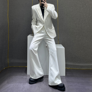 高级设计感泼墨西服套装 微喇裤 男士 垫肩西装 两件套 小众时尚 鹿鹿