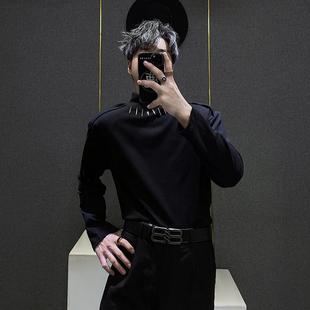 秋季 T恤男士 新款 内搭美式 小众金属装 高街百搭打底衫 饰设计感长袖