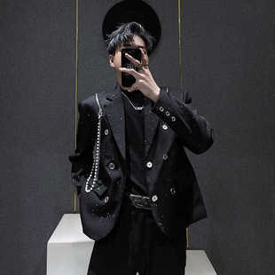 小众设计感烫金西装 外套男高级感痞帅炸街休闲亮片闪闪西服高级潮