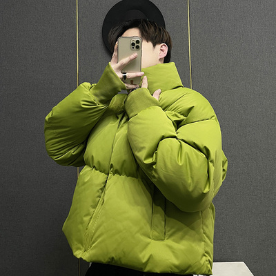 立领棉服面包服冬季绿色短款外套
