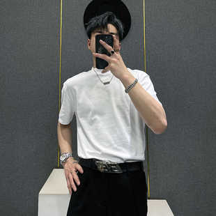 新款 半袖 圆领纯棉短袖 简约百搭修身 打底潮 t恤男圆领纯色净版 夏季