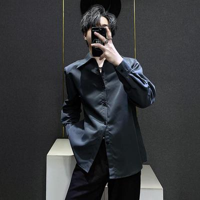 高级感大尖领垫肩设计衬衫