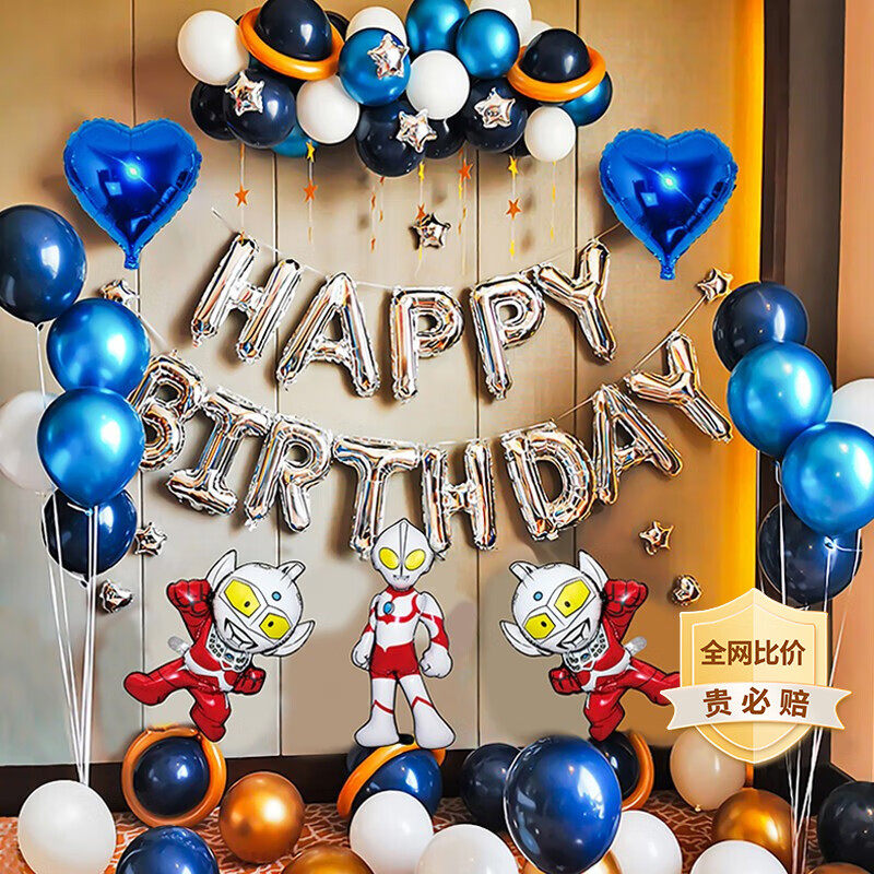 新新精艺 生日装饰周岁场景布置气球背景男孩成人派对用品奥特曼怎么看?