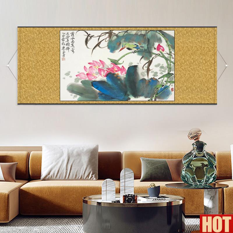 画花鸟画芙蓉锦鸡横幅字画礼品定n制荷花挂画酒店装饰画玄关壁画 - 实物图