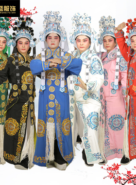 戏曲服装 白色箭衣 团花剑衣大武生武将越剧京剧T武生衣服古装戏