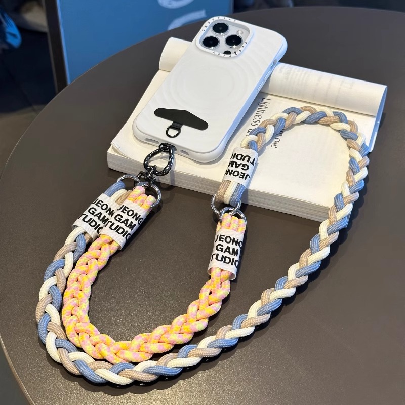 高端二合一马尾辫手机挂绳斜挎拼接撞色加粗手提包包小蜜蜂肩背绳