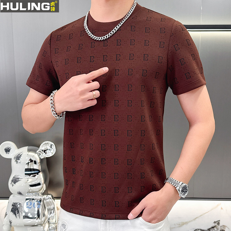 夏季男装短袖t恤圆领新款韩版潮流帅气字母男士薄款男装上衣服