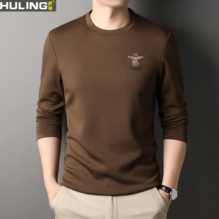 男装休闲百搭卫衣套头春秋季男士圆领长袖T恤飞鹰中年爸爸打底衫