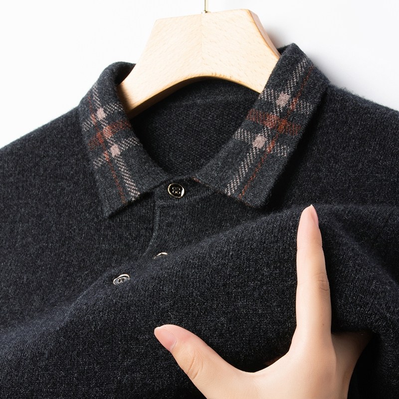 100%纯羊毛衫中年男士针织衫秋冬季新款翻领POLO衫保暖打底毛衣,男装,针织衫/毛衣,淘宝优惠券,粉丝福利购,淘宝优惠卷
