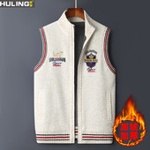 针织衫 秋冬季 休闲外套 无袖 马夹背心男士 针织马甲新款 加厚加绒开衫