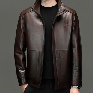 皮毛一体皮衣男款真好皮夹克加绒加厚冬季中年保暧翻领绵羊皮外套