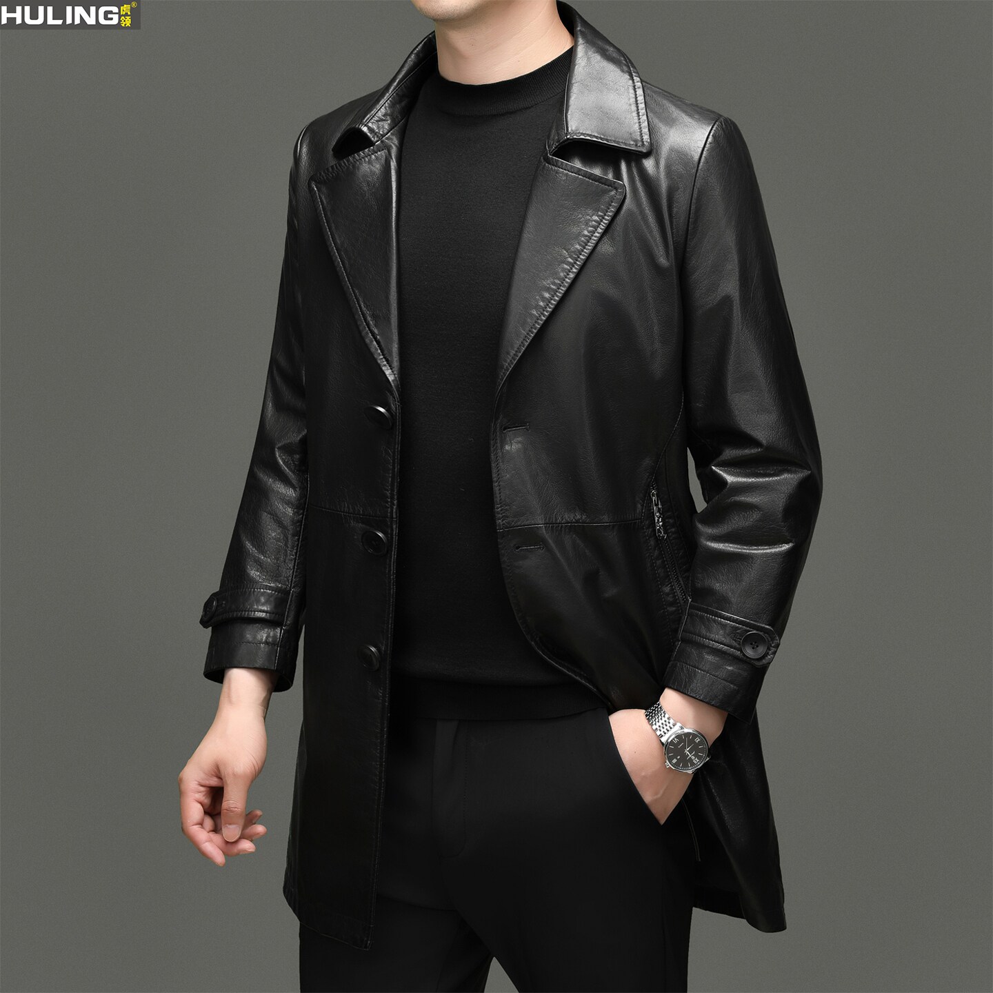 上衣爸爸装休闲皮西服外套
