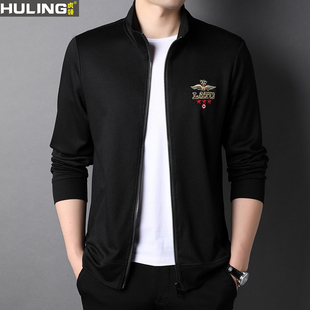 春秋纯棉开衫卫衣男士拉链宽松立领休闲外套绣花飞鹰男装外穿潮流