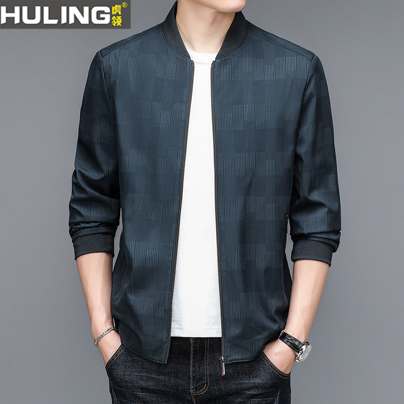 男士宽松拉链外套中年爸爸装时尚夹克男士春秋季薄款休闲男装上衣